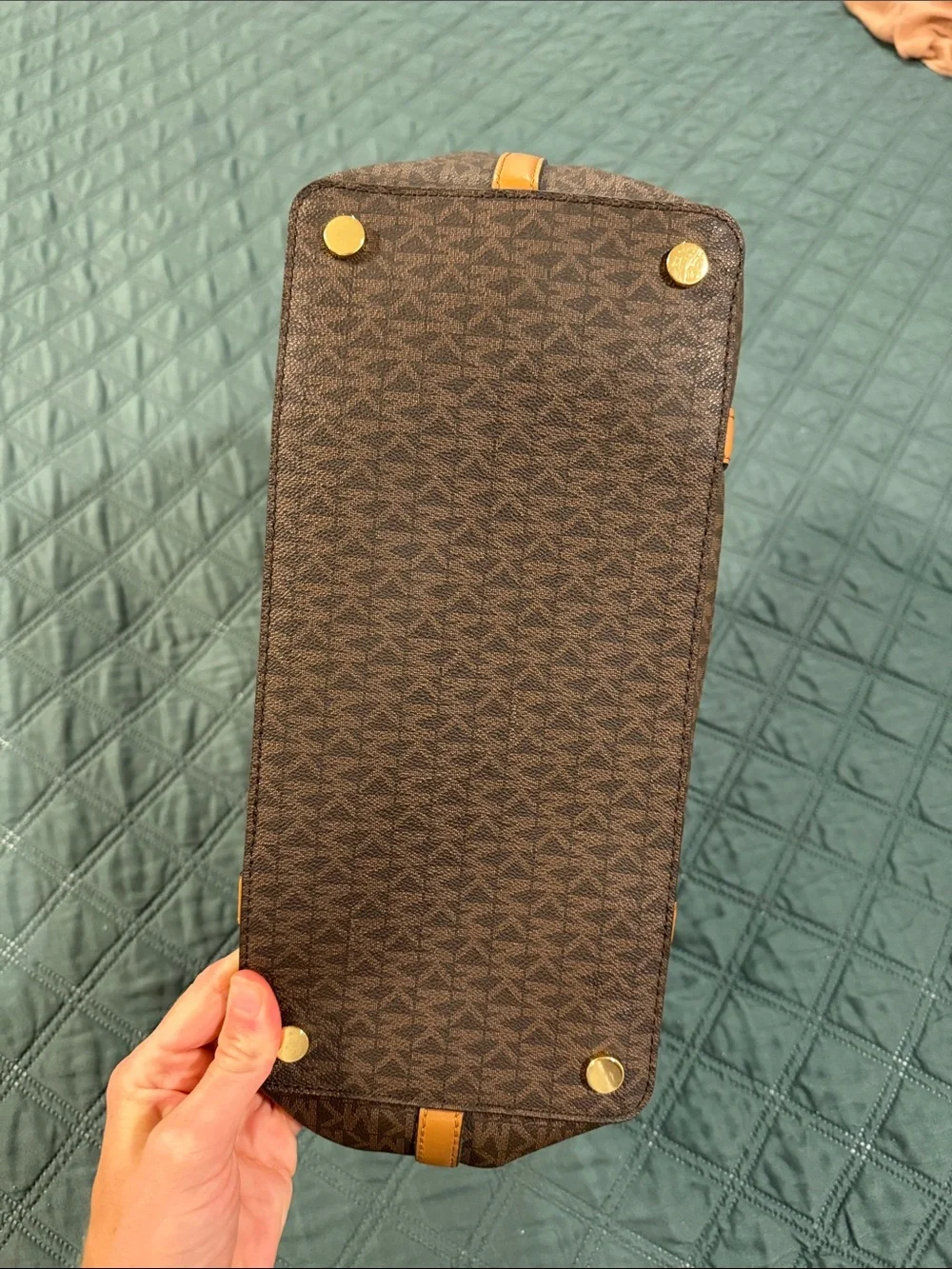 Michael Kors Brown Signature Messenger with Tan Leather Trim